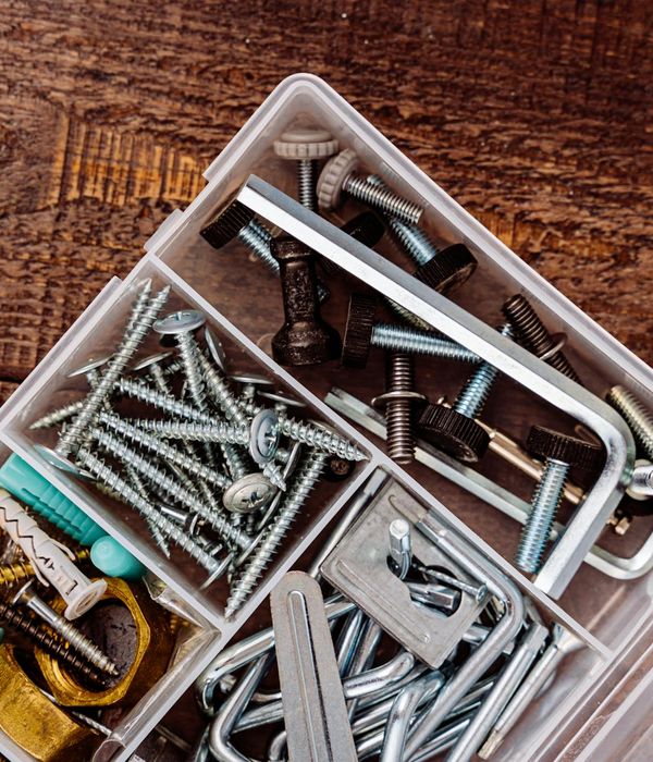 Construction materials warehouse with organized building supplies inventory